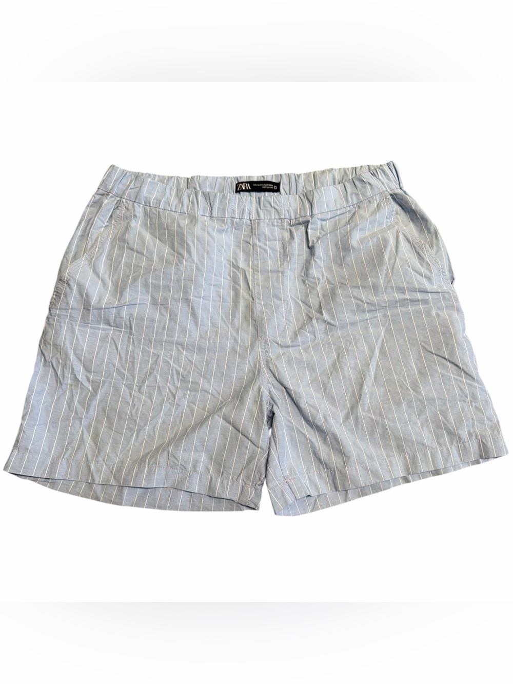 Zara Light Blue Striped Cotton Men’s Shorts size L-XL
